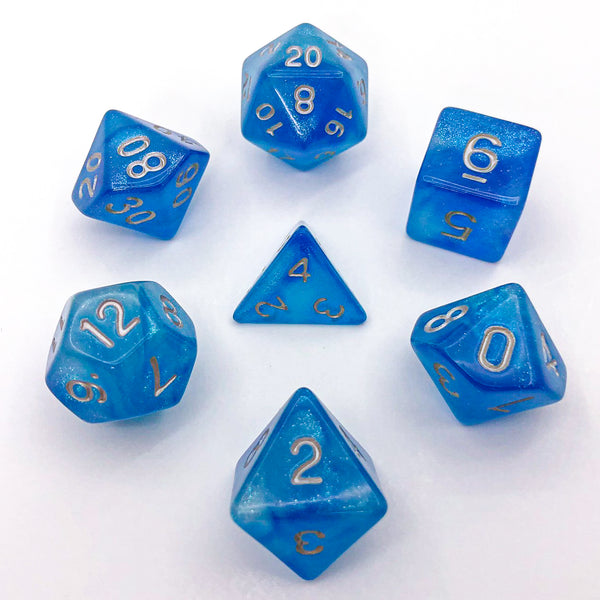 Blue Lagoon - Silver Text - The Dice Viking - Dice Set