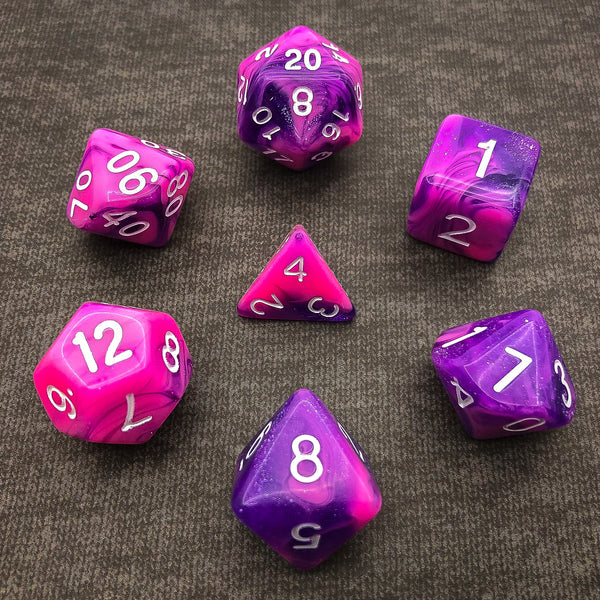 Purple and Pink with White Text - The Dice Viking - Dice Set