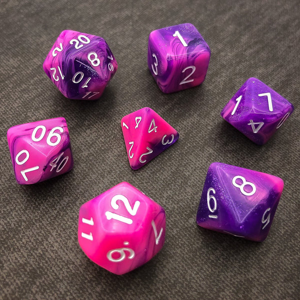 Purple and Pink with White Text - The Dice Viking - Dice Set