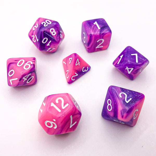 Purple and Pink with White Text - The Dice Viking - Dice Set