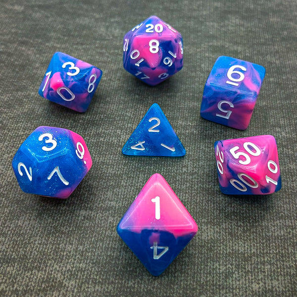 Blue and Pink with White Text - The Dice Viking - Dice Set