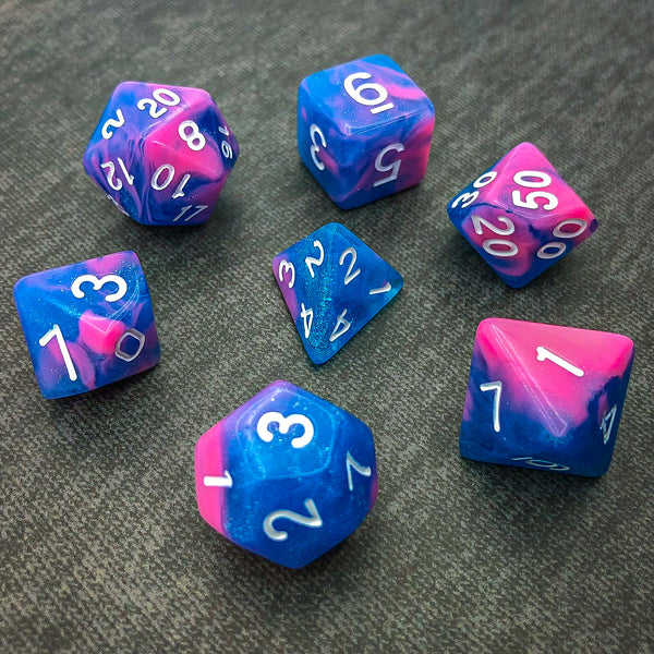 Blue and Pink with White Text - The Dice Viking - Dice Set