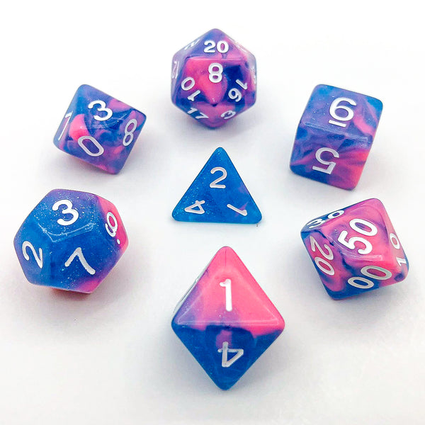 Blue and Pink with White Text - The Dice Viking - Dice Set