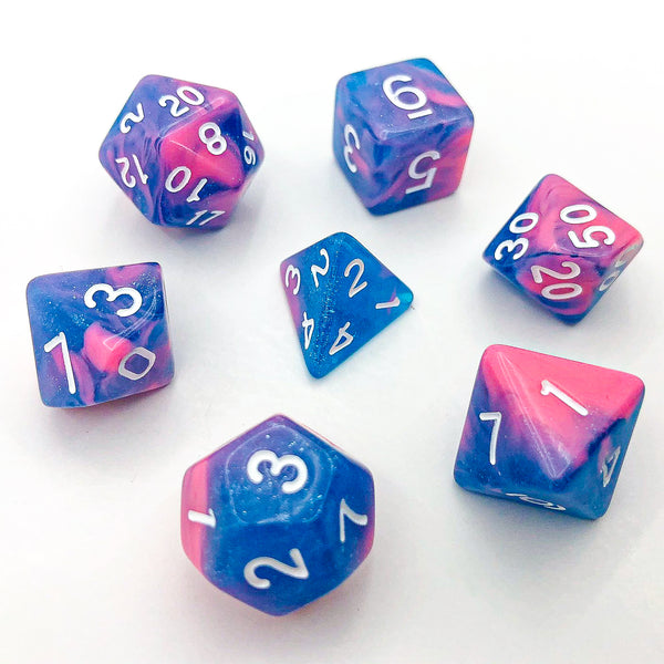 Blue and Pink with White Text - The Dice Viking - Dice Set