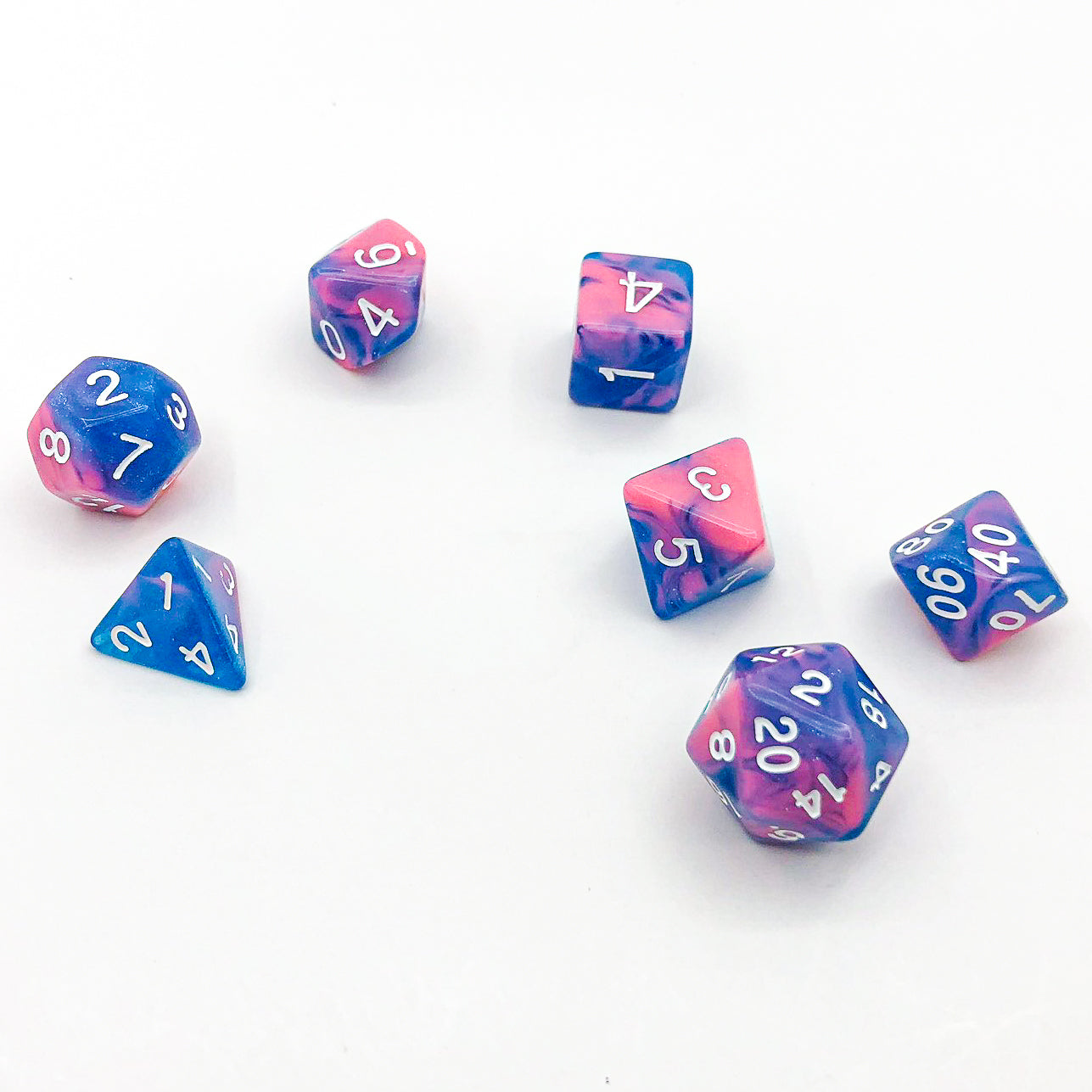 Blue and Pink with White Text - The Dice Viking - Dice Set