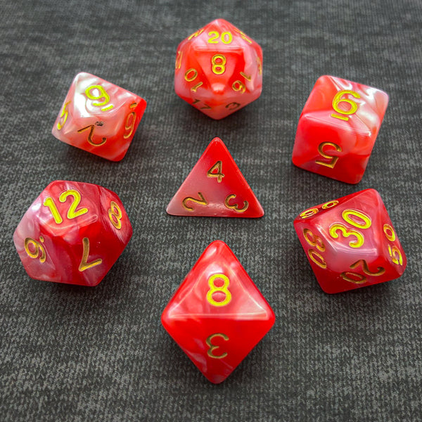 Red and White with Gold Text - The Dice Viking - Dice Set