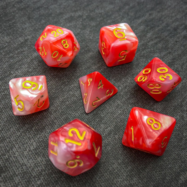 Red and White with Gold Text - The Dice Viking - Dice Set