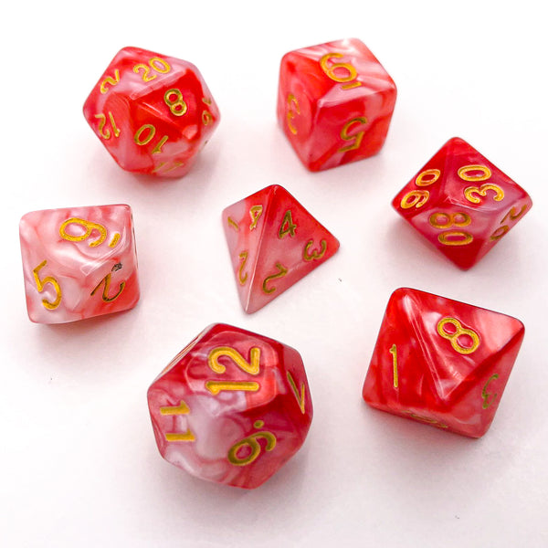 Red and White with Gold Text - The Dice Viking - Dice Set