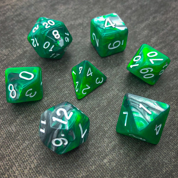 Green and Grey with White Text - The Dice Viking - Dice Set