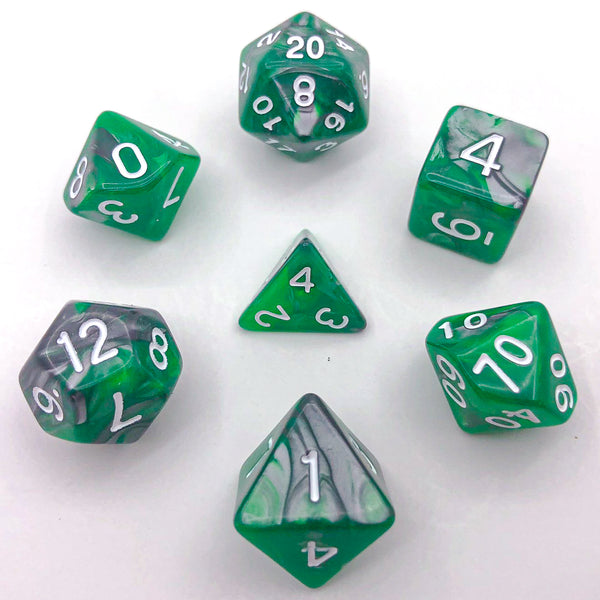 Green and Grey with White Text - The Dice Viking - Dice Set