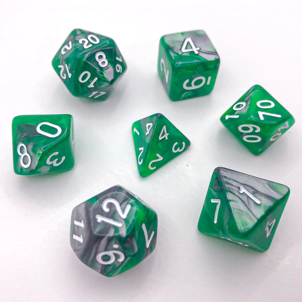 Green and Grey with White Text - The Dice Viking - Dice Set