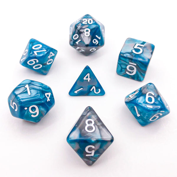 River Stones - White Text - The Dice Viking - Dice Set