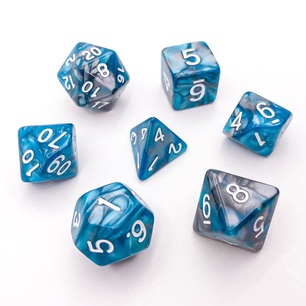 River Stones - White Text - The Dice Viking - Dice Set