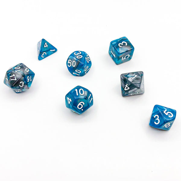 River Stones - White Text - The Dice Viking - Dice Set