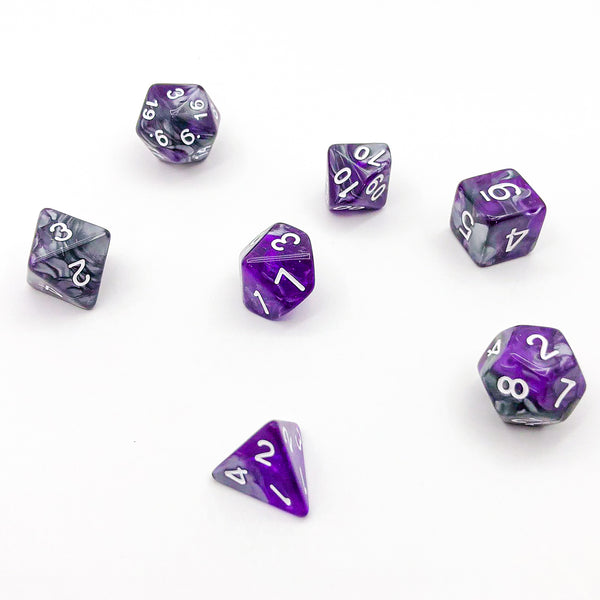 Translucent Purple and Grey with White Text - The Dice Viking - Dice Set