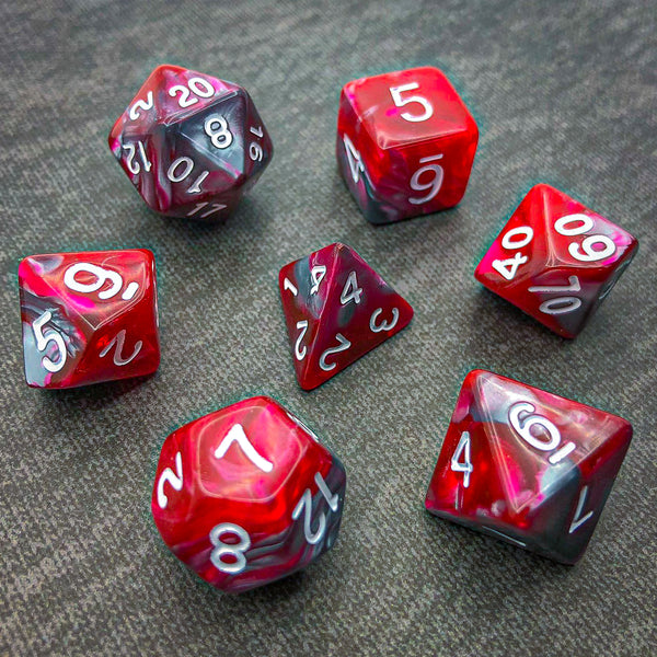 Red and Grey with White Text - The Dice Viking - Dice Set