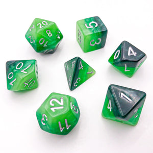 Layered Green with Silver Text - The Dice Viking - Dice Set