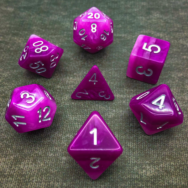 Purple and Pink Layered with Silver Text - The Dice Viking - Dice Set