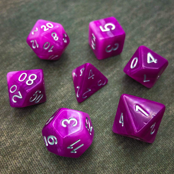 Purple and Pink Layered with Silver Text - The Dice Viking - Dice Set