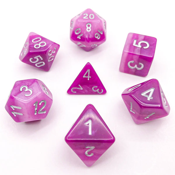 Purple and Pink Layered with Silver Text - The Dice Viking - Dice Set