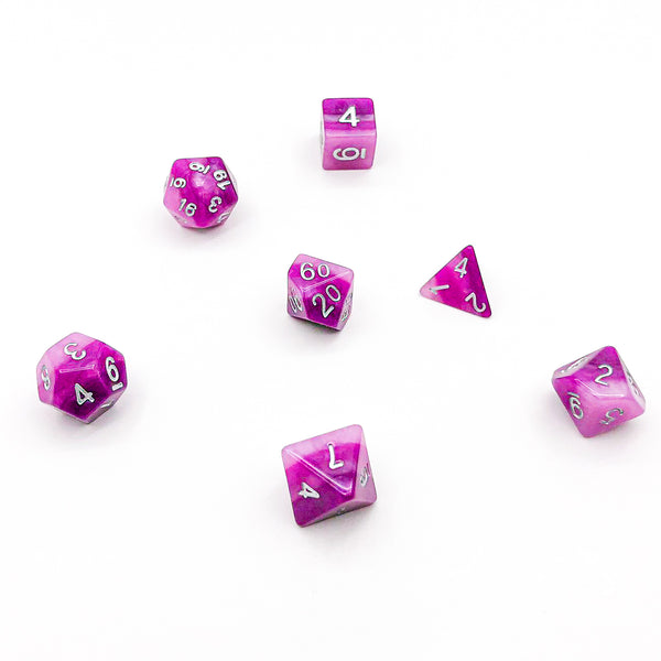 Purple and Pink Layered with Silver Text - The Dice Viking - Dice Set