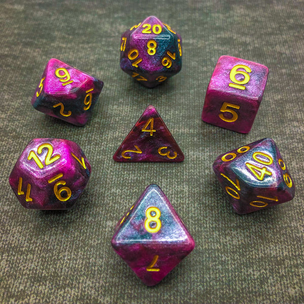 Pink and Black with Gold Text - The Dice Viking - Dice Set