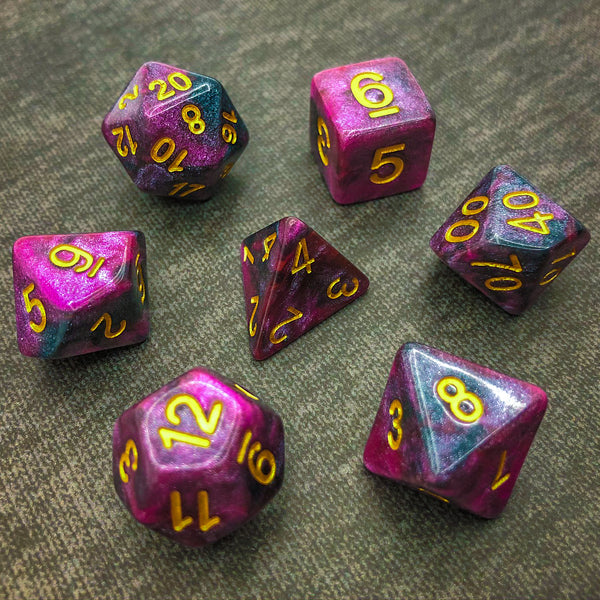 Pink and Black with Gold Text - The Dice Viking - Dice Set