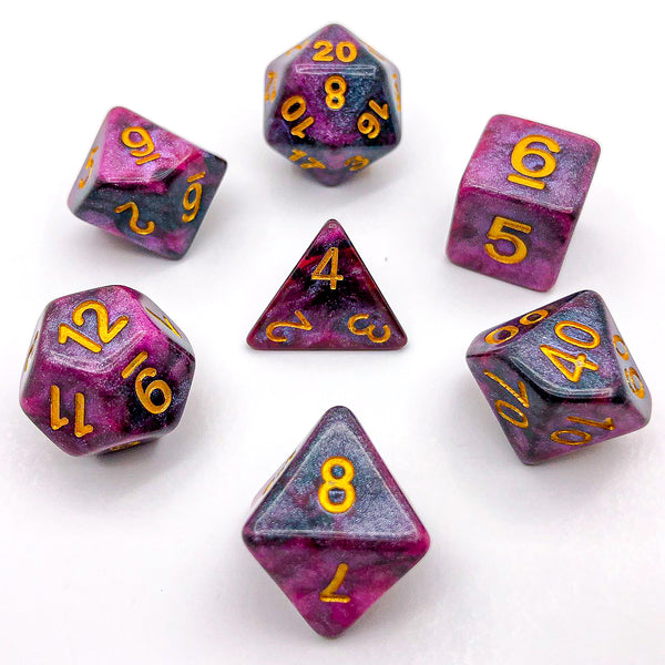 Pink and Black with Gold Text - The Dice Viking - Dice Set