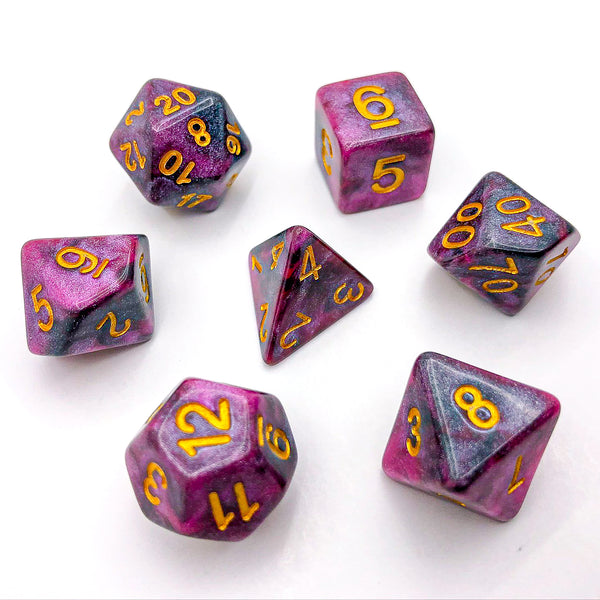 Pink and Black with Gold Text - The Dice Viking - Dice Set