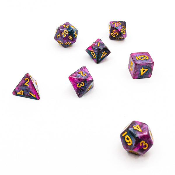 Pink and Black with Gold Text - The Dice Viking - Dice Set