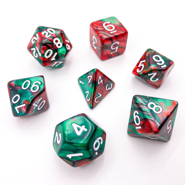 Red and Green with White Text - The Dice Viking - Dice Set