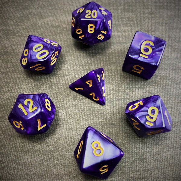 Seaspray Purple with Gold Text - The Dice Viking - Dice Set