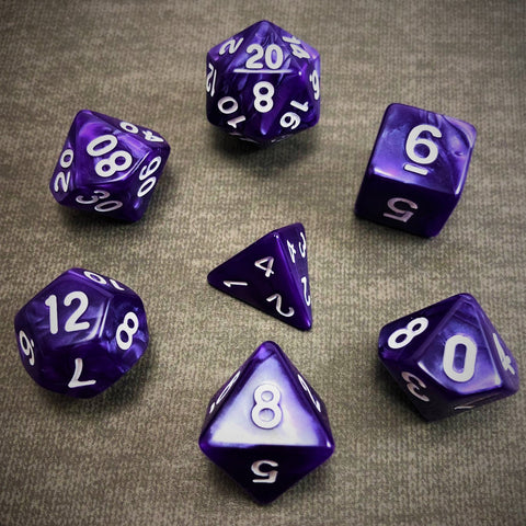 Seaspray Purple with White Text - The Dice Viking - Dice Set