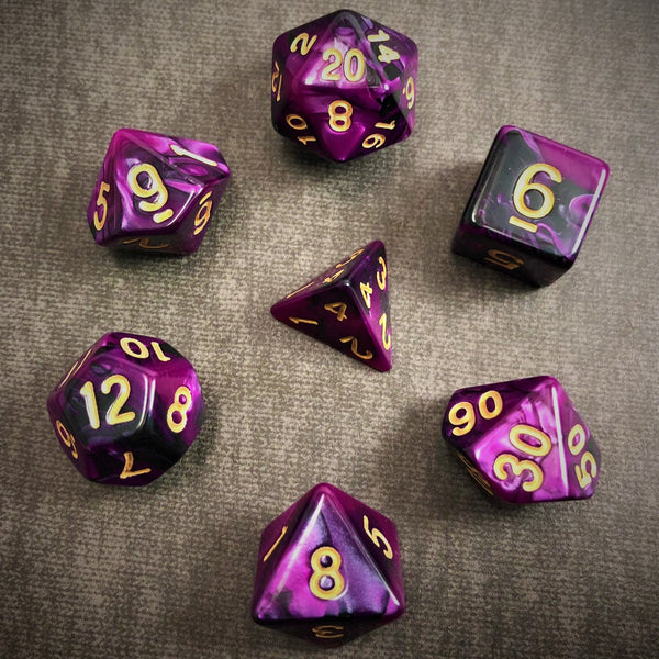 Purple and Black with Gold Text - The Dice Viking - Dice Set