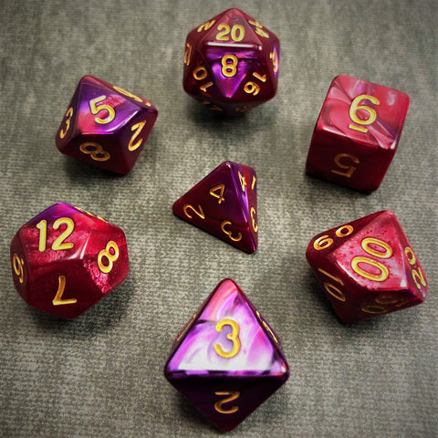 Indigo and Violet with Gold Text - The Dice Viking - Dice Set