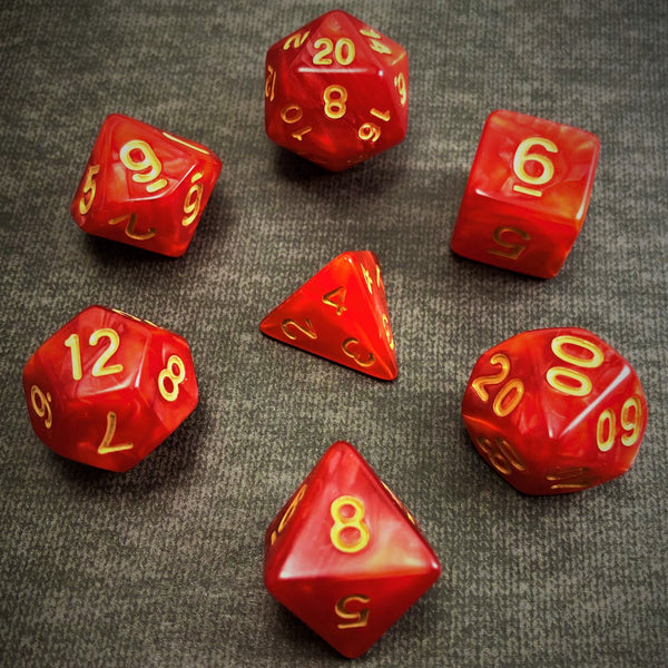 Seaspray Red with Gold Text - The Dice Viking - Dice Set