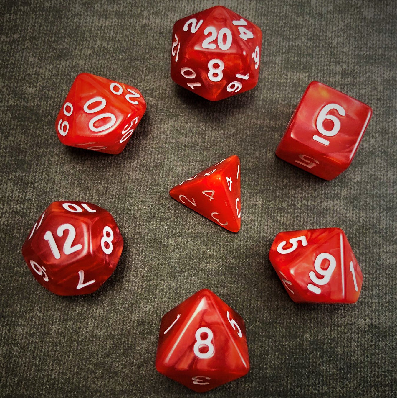 Seaspray Red with White Text - The Dice Viking - Dice Set