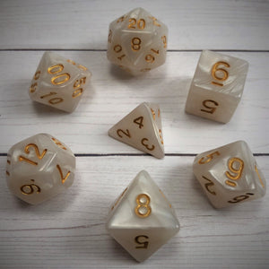 Seaspray White with Gold Text - The Dice Viking - Dice Set