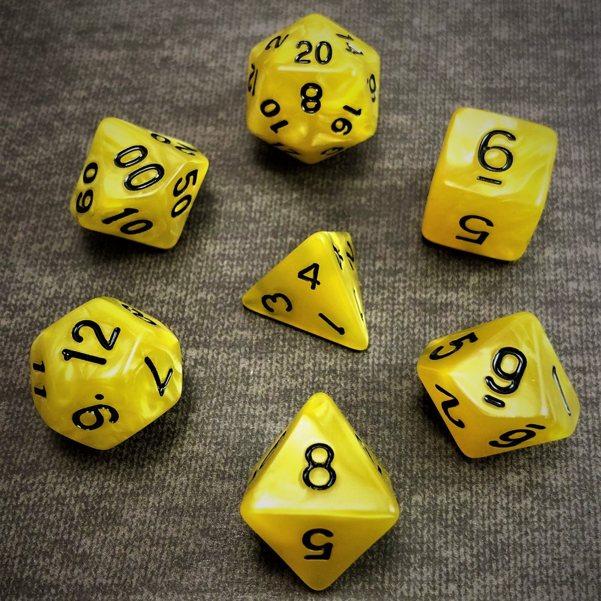 Seaspray Yellow with Black Text - The Dice Viking - Dice Set